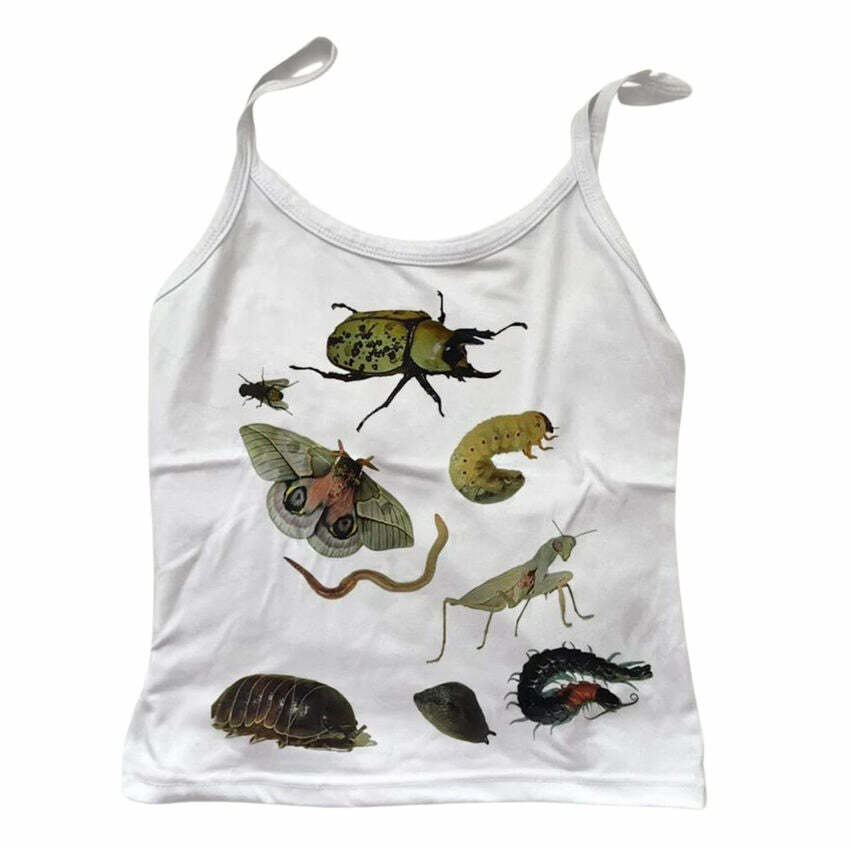 2000s Aesthetic Bug Print Tank Top - Cute 2000s Outfits & Y2K Fashion