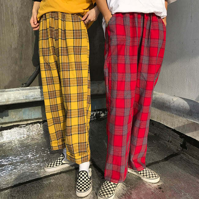 90s Kids Pants in Plaid Check - Cute 2000s Outfits & Y2K Fashion