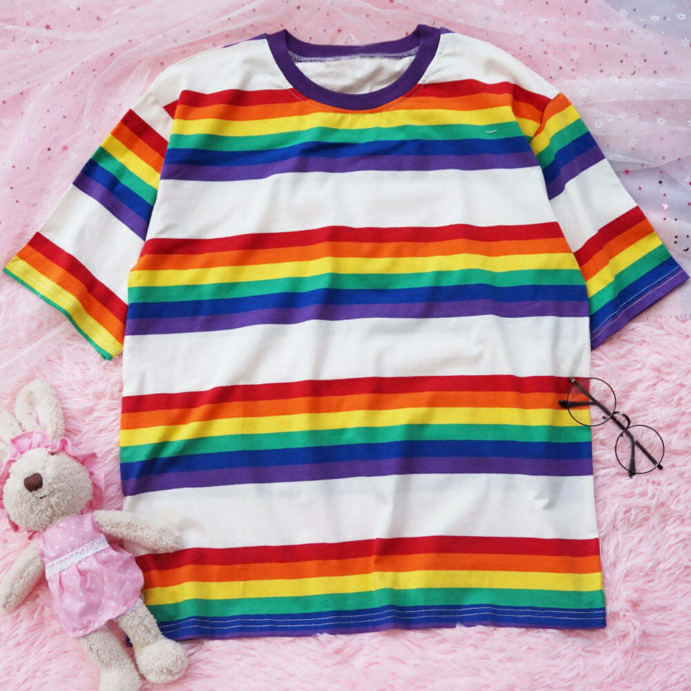 90s Kids Rainbow Tee: Fun Outfit Ideas for Casual Spring & Summer Looks