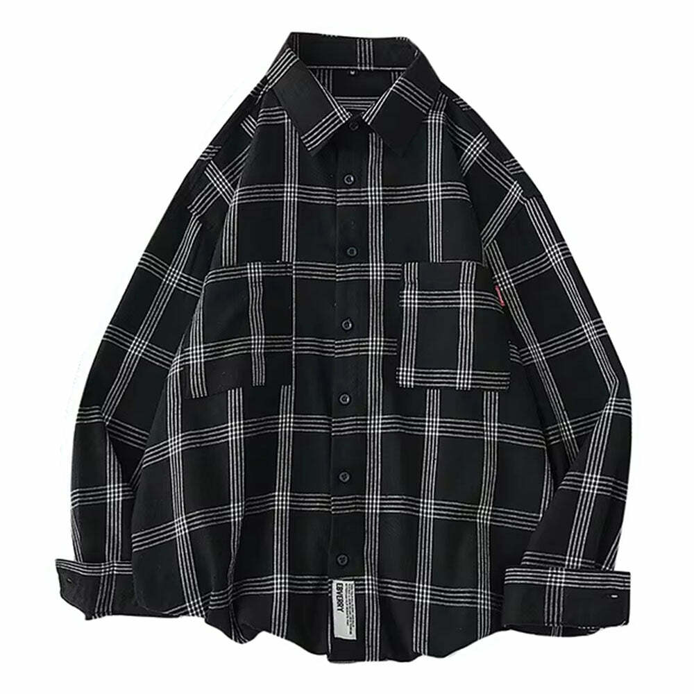 90s Style Plaid Oversized Shirt: Perfect for Casual Outfits & Concerts