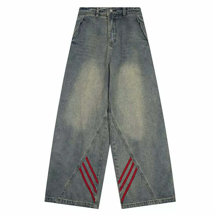 90s Style Wide Red Stripe Jeans: Trendy Outfit Ideas for Every Occasion