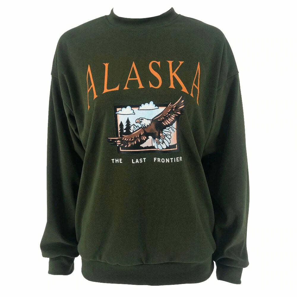 Alaska Print Sweatshirt - Cute 2000s Outfits, Y2K Fashion Inspiration