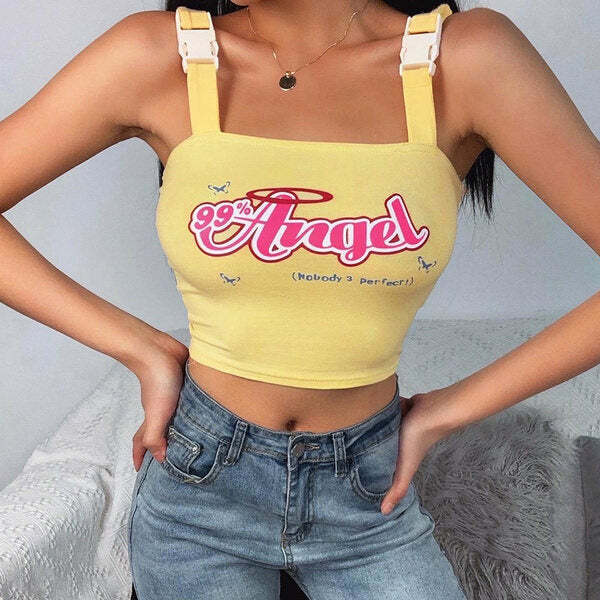 Angel Buckle Crop Top - Cute 2000s Outfits, Y2K Fashion Inspiration