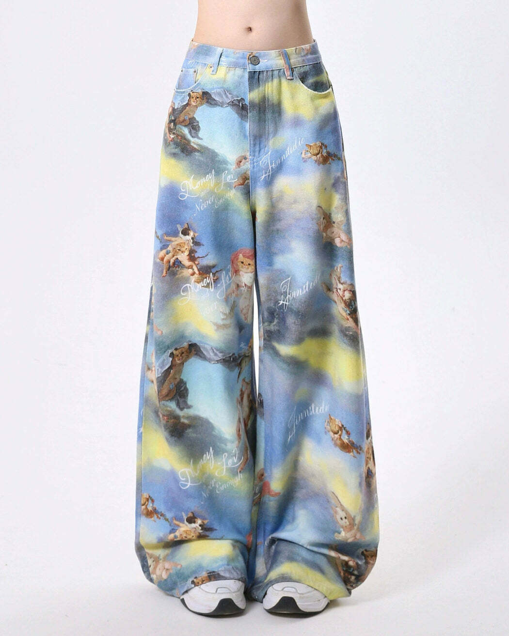 Angel Cat Print Wide-Leg Pants: Trendy Outfit Ideas for Every Occasion