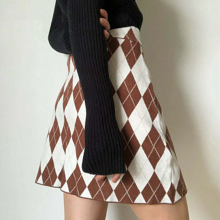 Argyle Print Mini Skirt - Cute 2000s Outfits, Y2K Fashion Inspiration