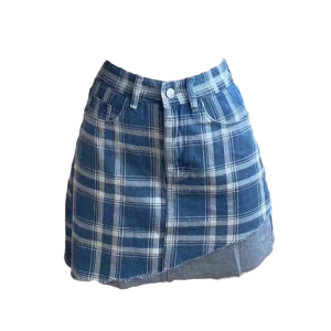 Asymmetrical Blue Plaid Skirt: Trendy Outfit Ideas for Spring & Beyond