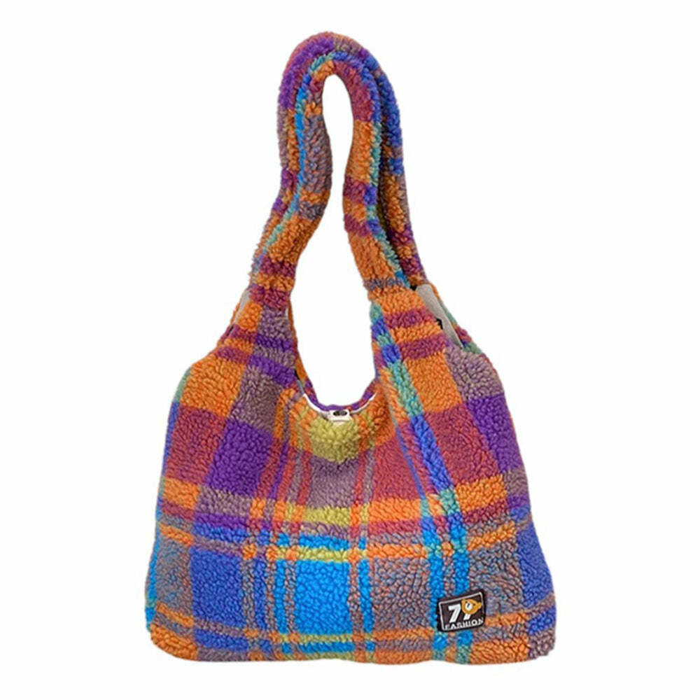 Autumn Feels Plaid Tote Bag: Perfect for Casual Outfits & Concerts