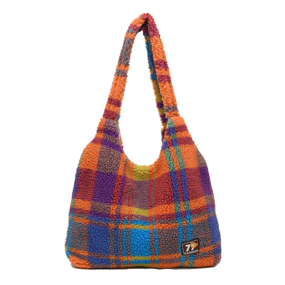 Autumn Feels Plaid Tote Bag: Perfect for Casual Outfits & Concerts