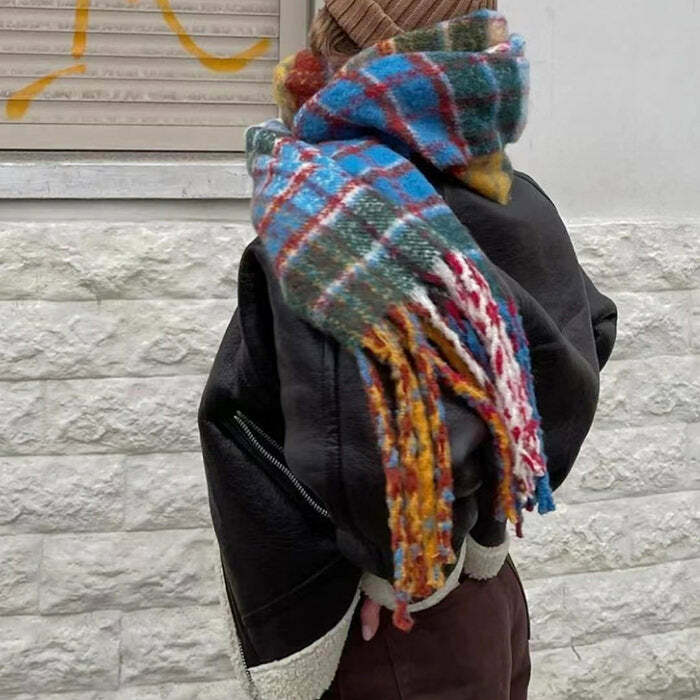 Autumn Feels Plaid Wool Scarf: Perfect for Fall Outfits & Layering Ideas