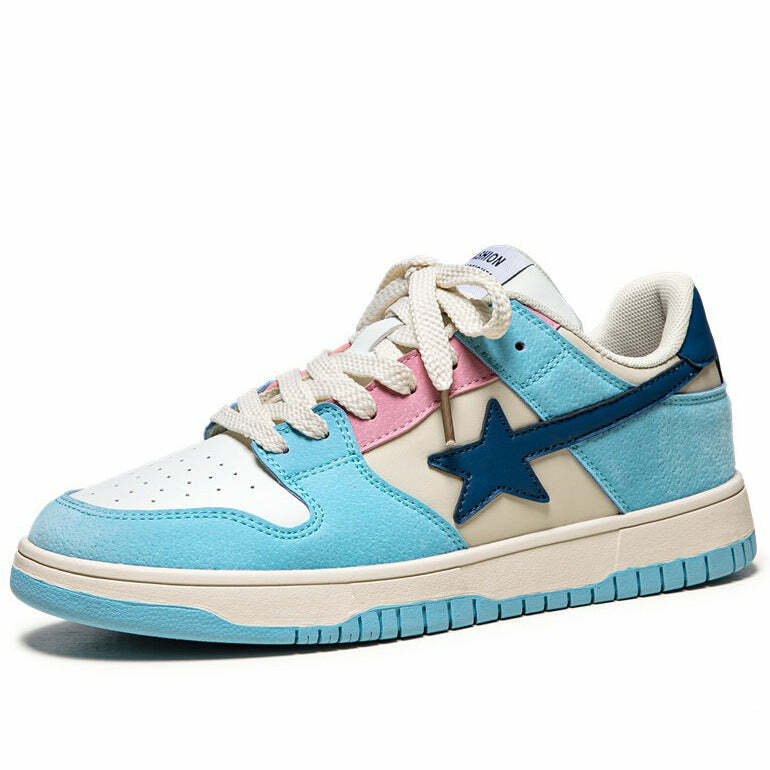 Baby Blue & Navy Shooting Star Sneakers for Stylish Outfit Ideas