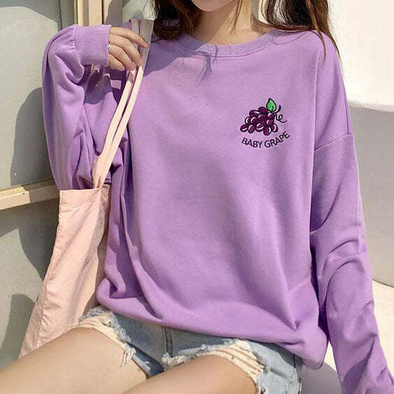 Baby Grape Sweatshirt - Cute 2000s Outfits, Y2K Fashion Inspiration