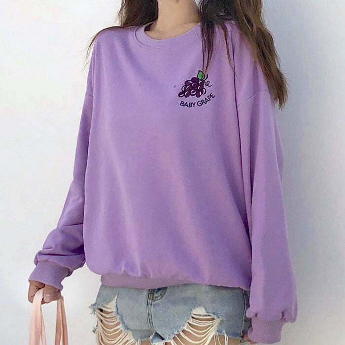 Baby Grape Sweatshirt - Cute 2000s Outfits, Y2K Fashion Inspiration