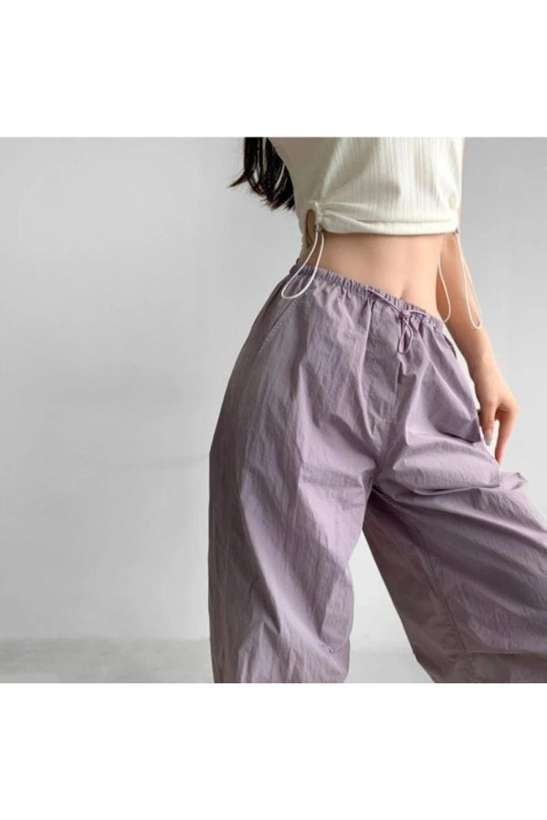 Baggy Lilac Parachute Pants - Cute 2000s Outfits & Y2K Fashion Inspiration