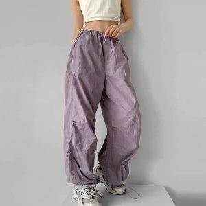 Baggy Lilac Parachute Pants - Cute 2000s Outfits & Y2K Fashion Inspiration