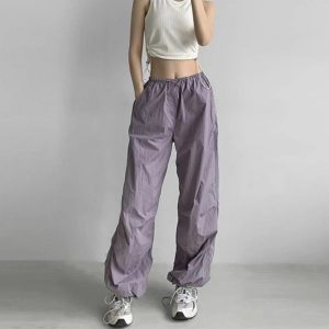 Baggy Lilac Parachute Pants - Cute 2000s Outfits & Y2K Fashion Inspiration