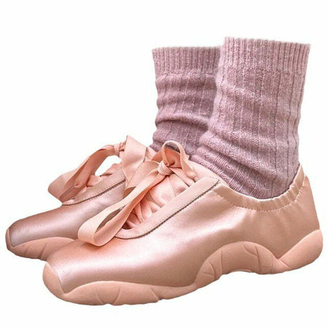 Balletcore Aesthetic Satin Bow Sneakers for Stylish Outfit Ideas