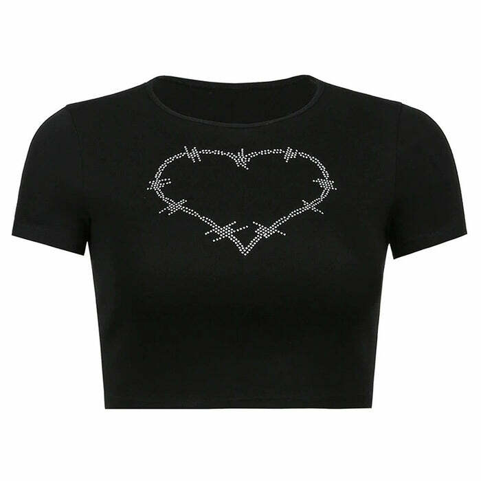 Barbed Heart Rhinestone Crop Top: Trendy Outfit Ideas for Every Occasion