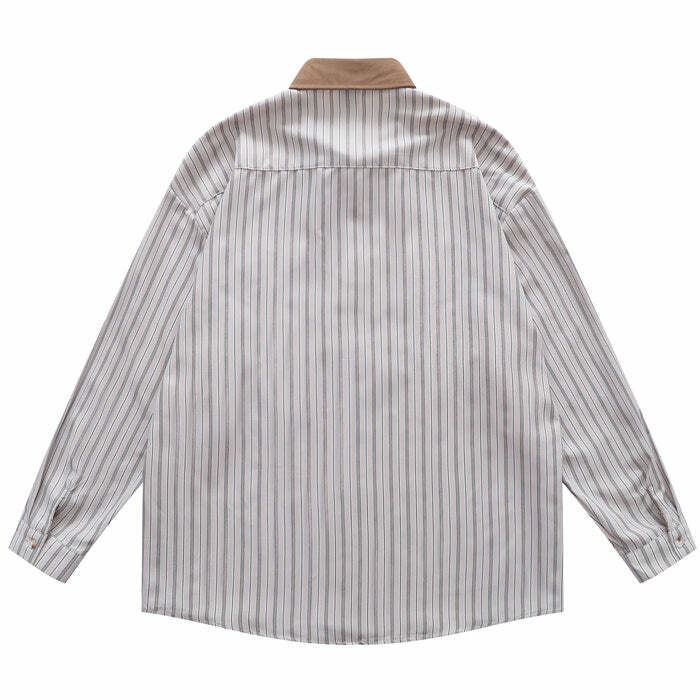 Bear Embroidery Striped Shirt - Cute 2000s Outfits & Y2K Fashion Inspiration