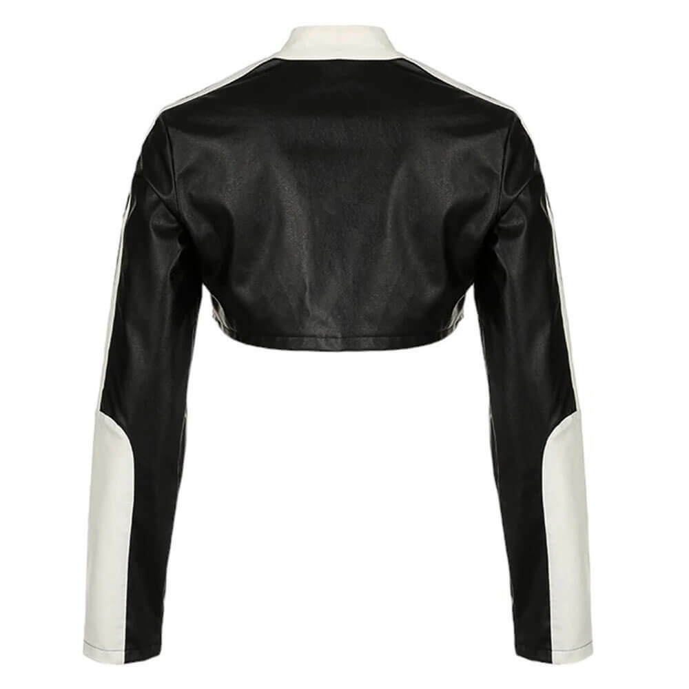 Biker Girl Leather Cropped Jacket - Y2K Fashion, 2000s Outfits, McBling Style