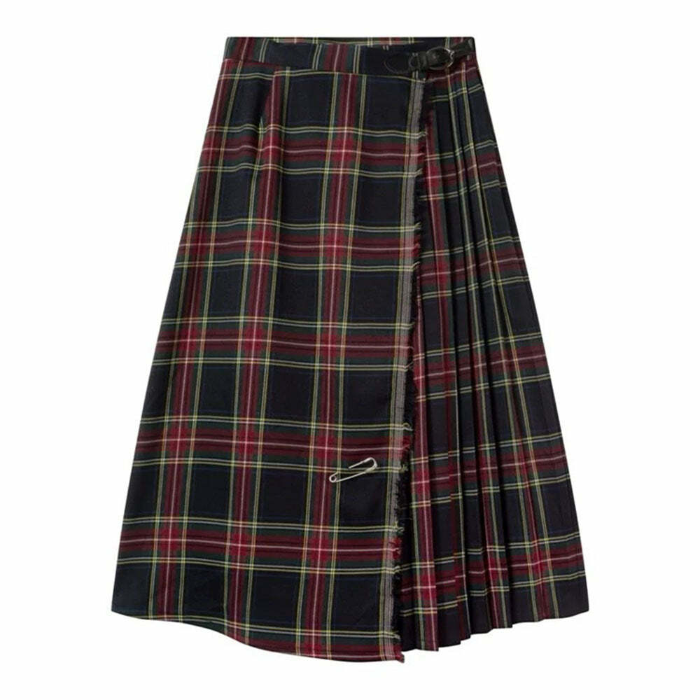 Black and Red Plaid Midi Skirt - Cute 2000s Outfits & Y2K Fashion Inspiration