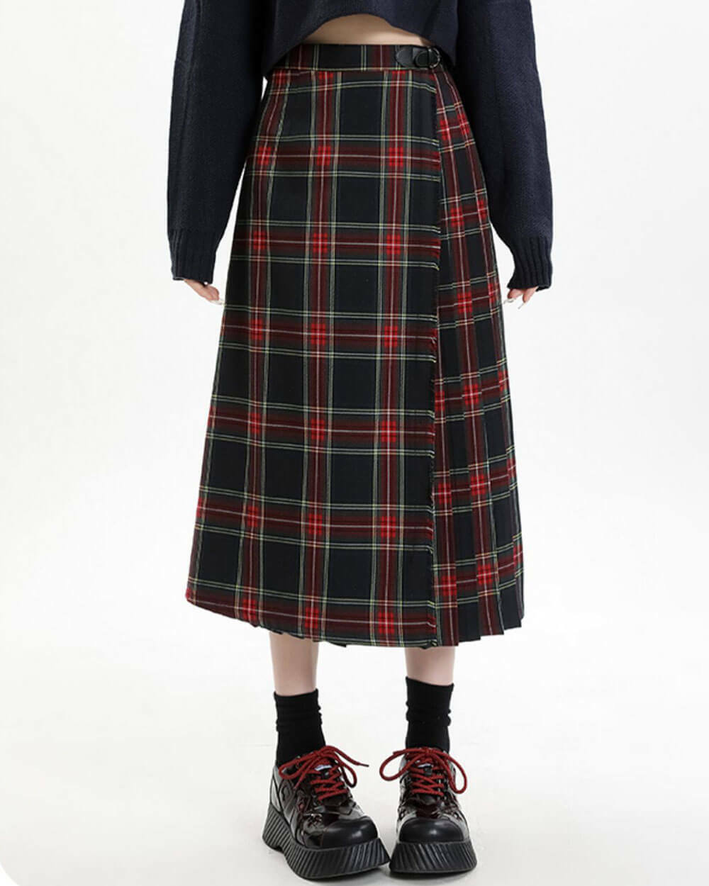 Black and Red Plaid Midi Skirt - Cute 2000s Outfits & Y2K Fashion Inspiration