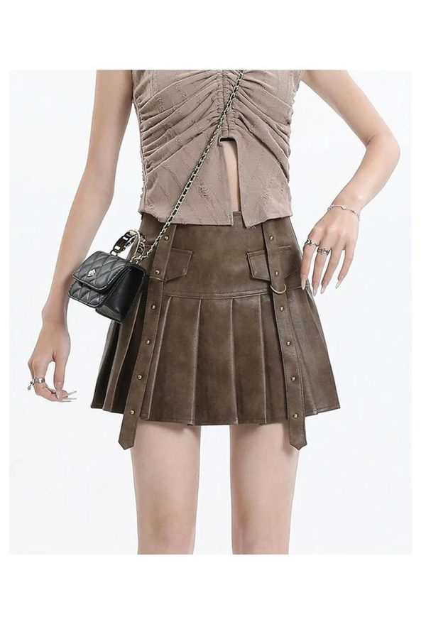 Black Buckled Pleated Mini Skirt - Cute 2000s Outfits & Y2K Fashion