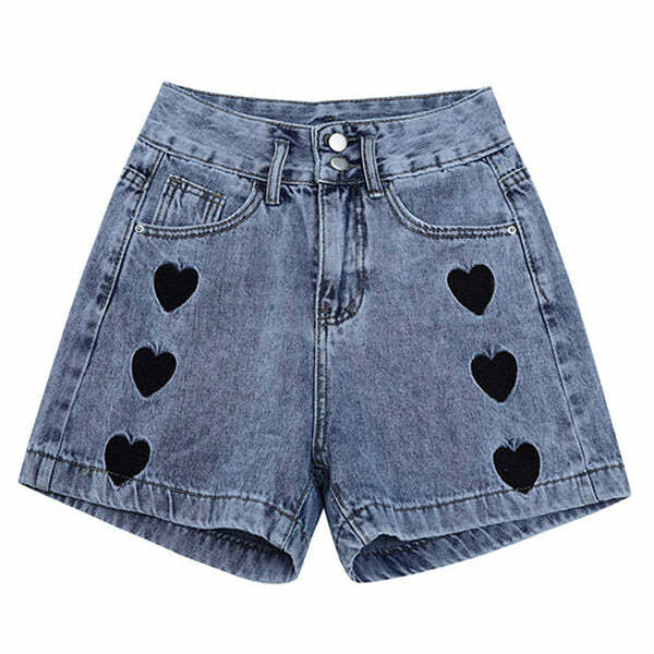 Black Hearts Shorts - Cute 2000s Outfits, Y2K Fashion, McBling Style