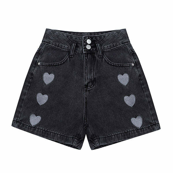 Black Hearts Shorts - Cute 2000s Outfits, Y2K Fashion, McBling Style