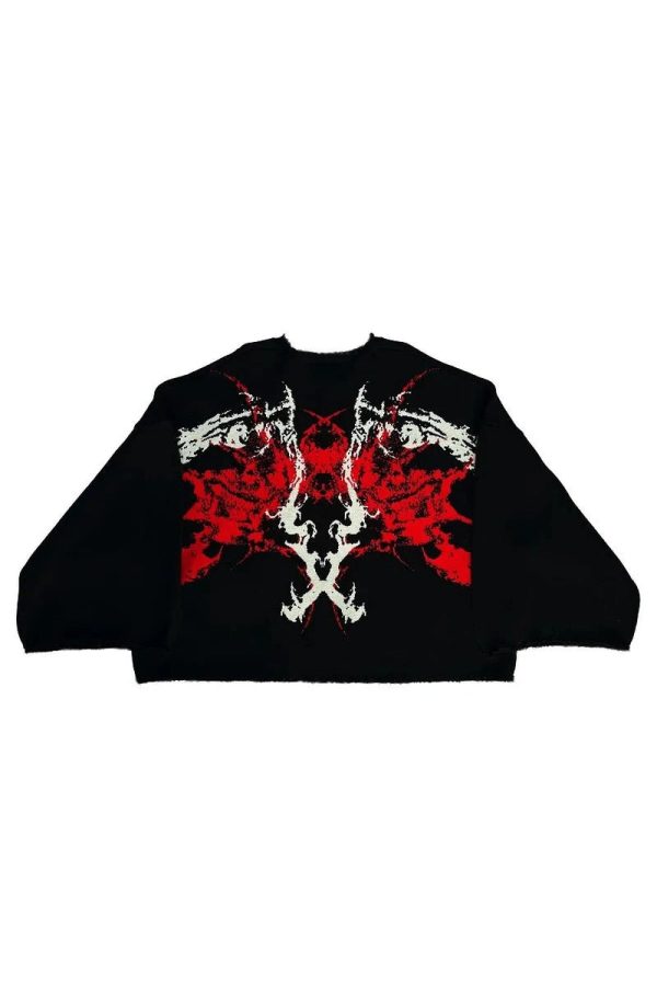 Black Metal Flame Graphic Sweater: Edgy Outfit Ideas for Concerts