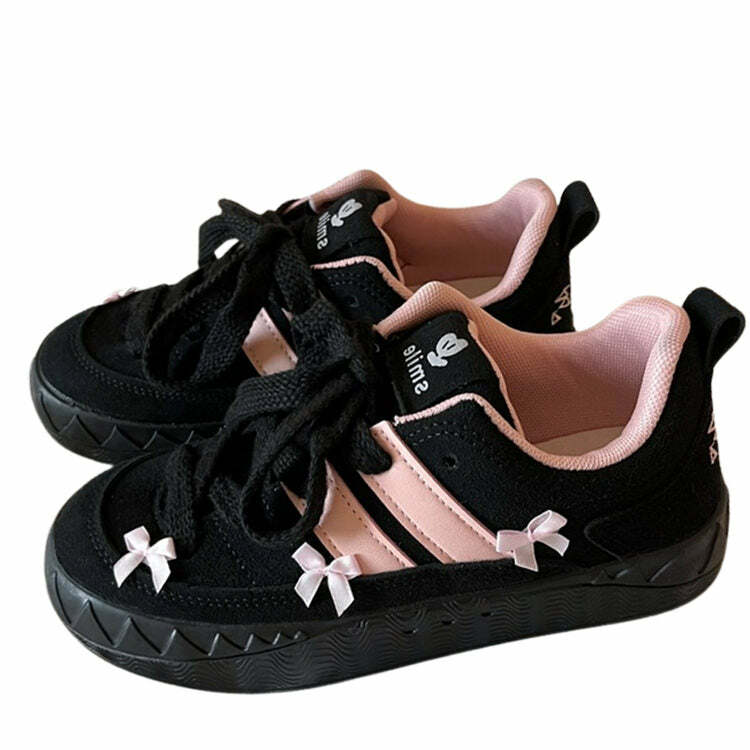 Blokette Aesthetic Pink Bow Sneakers | Y2K Cute 2000s Fashion Outfit