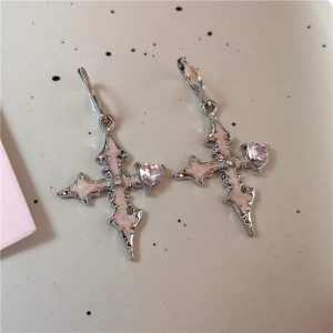 Bloodstone Gothic Cross Earrings: Perfect for Concerts & Everyday Outfits