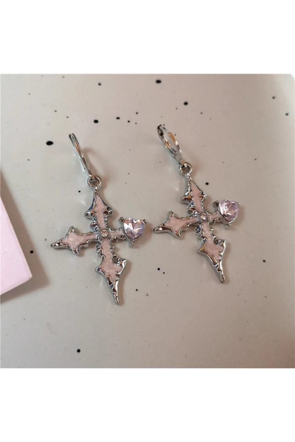 Bloodstone Gothic Cross Earrings: Perfect for Concerts & Everyday Outfits