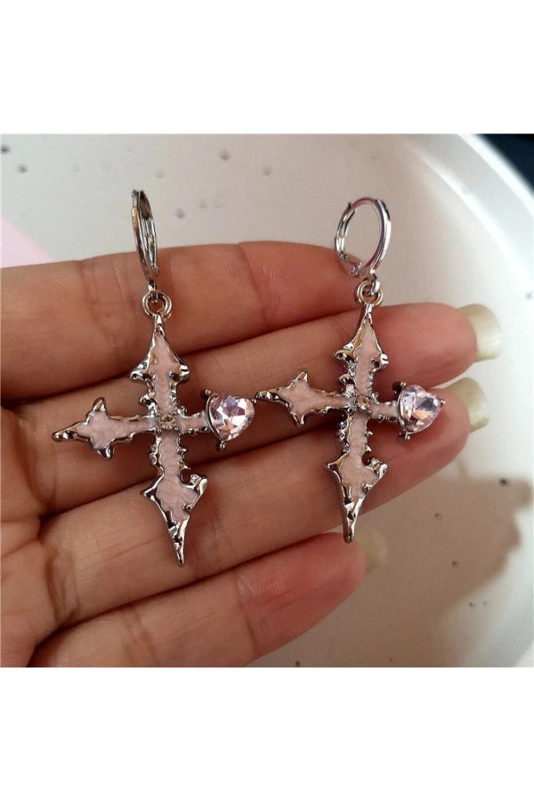 Bloodstone Gothic Cross Earrings: Perfect for Concerts & Everyday Outfits