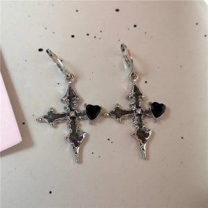 Bloodstone Gothic Cross Earrings: Perfect for Concerts & Everyday Outfits