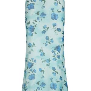 Blue Blossom Mesh Maxi Skirt: Perfect for Spring Outfits & Concert Looks