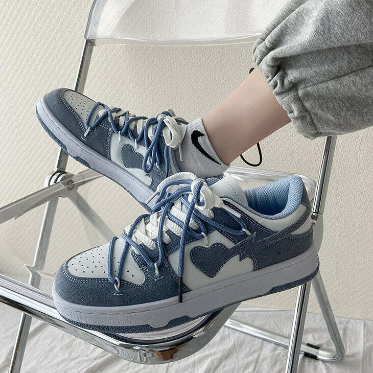 Blue Heart Aesthetic Sneakers: Perfect for Concerts, Casual Outfits