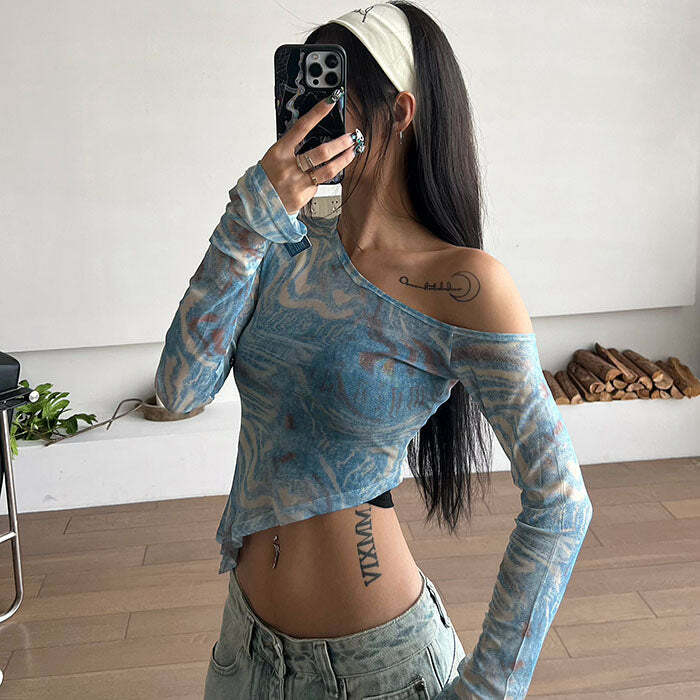 Blue Marble Asymmetrical Crop Top: Trendy Outfit Ideas for Every Occasion