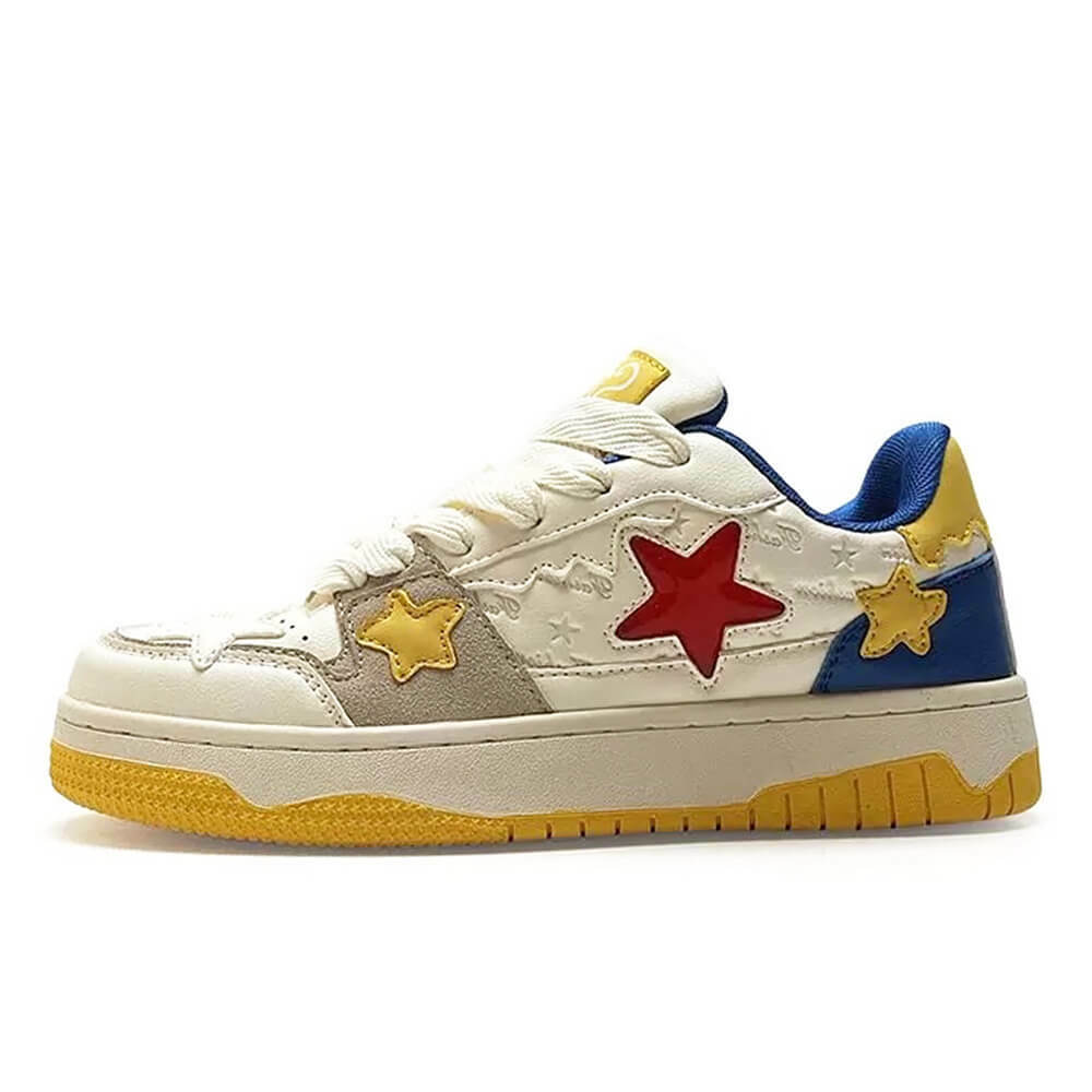 Blue & Yellow Aesthetic Star Sneakers for Trendy Spring Outfits