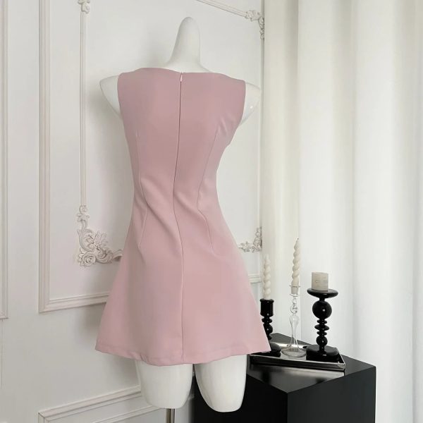 Blush Crystal-Trim A-Line Dress: Perfect for Prom, Date Night & Spring Outfits