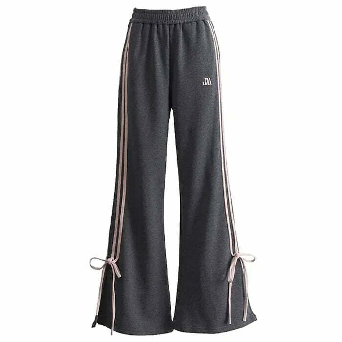 Bow Side Stripe Sweatpants - Cute 2000s Outfits, Y2K Fashion Inspiration