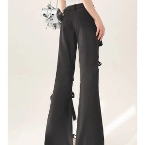 Bow-Tied Cutout Layered Pants - Cute 2000s Outfits & Y2K Fashion Inspiration