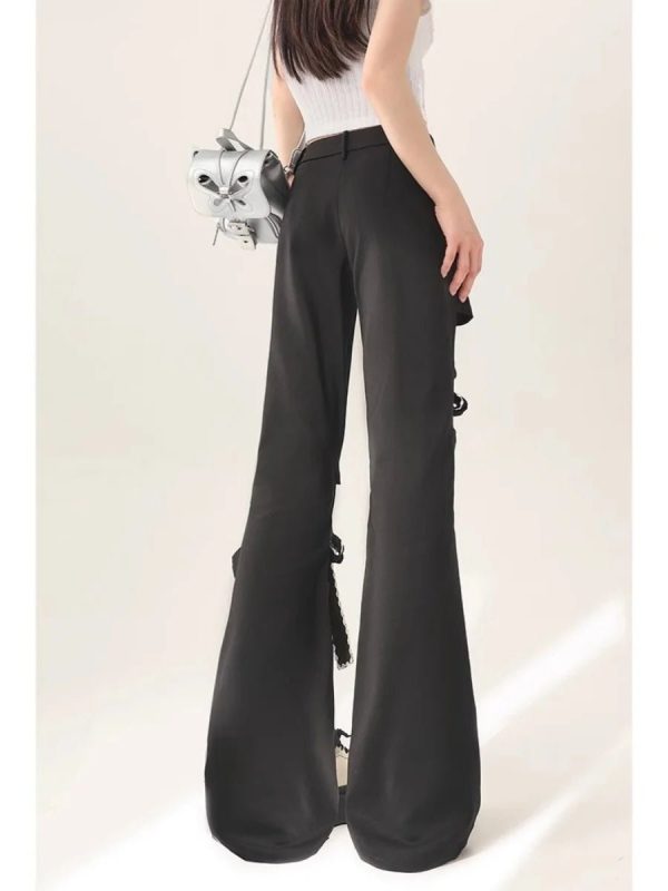 Bow-Tied Cutout Layered Pants - Cute 2000s Outfits & Y2K Fashion Inspiration