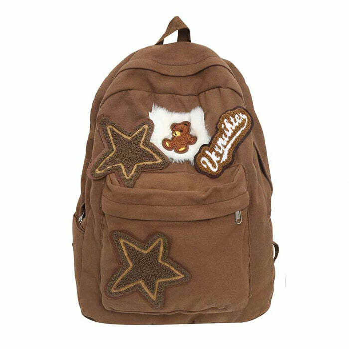 Brown Bear Star Backpack: Perfect for Concerts, School, and Everyday Outfits