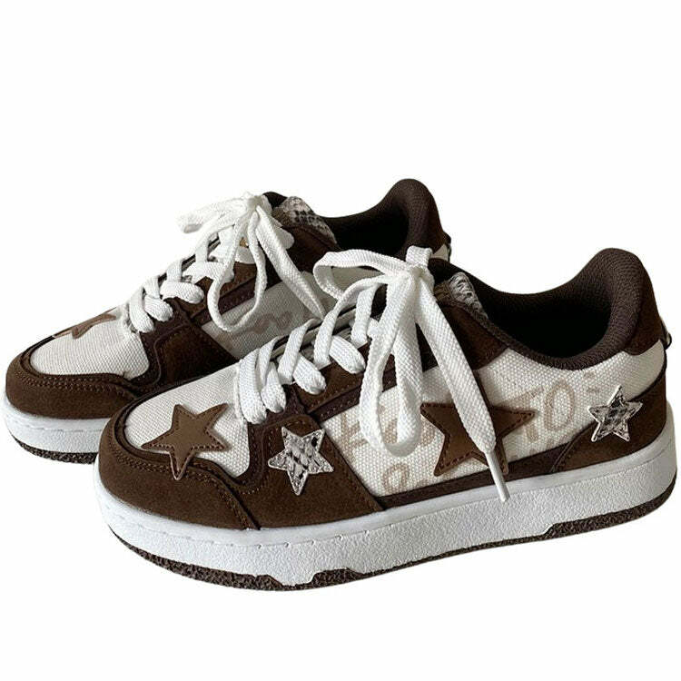 Brown Star Aesthetic Sneakers: Perfect for Concerts, Casual Outfits