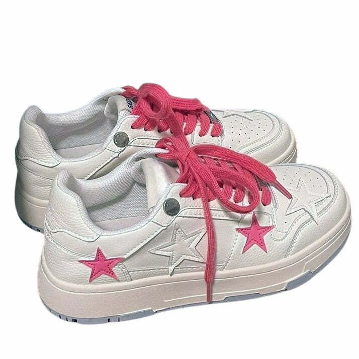 Bubblegum Pink Star Sneakers: Perfect for Spring Outfits & Concert Looks