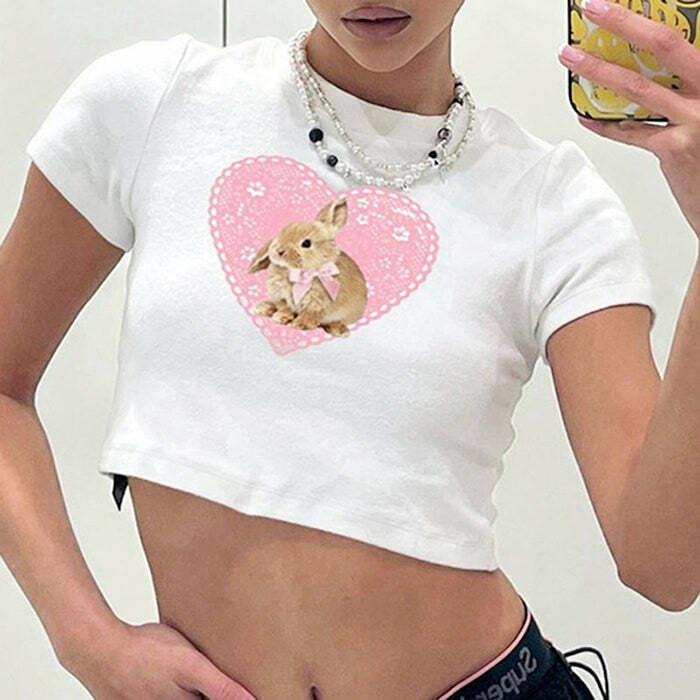 Bunny Crop Top - Cute 2000s Outfits, Y2K Fashion, Juicy Couture Style