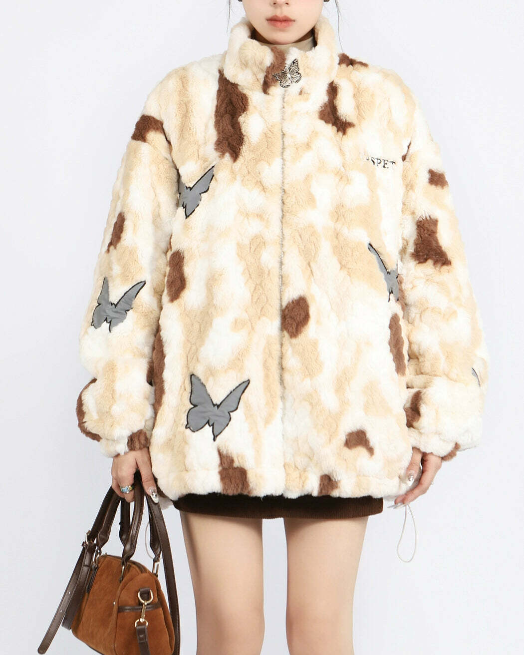 Butterfly Aesthetic Oversized Fur Jacket for Stylish Spring Outfits