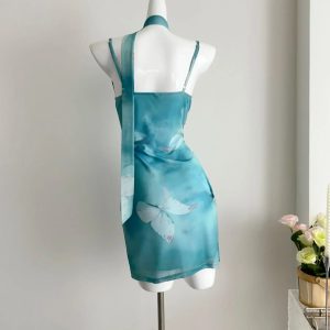 Butterfly Dream Ruched Mini Dress - Cute 2000s Outfits & Y2K Fashion