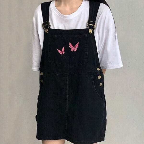 Butterfly Dungaree Dress - Cute 2000s Outfits, Y2K Fashion Inspiration