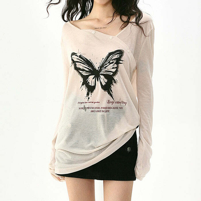 Butterfly Print Sheer Top: Perfect for Spring Outfits & Concert Outfit Ideas